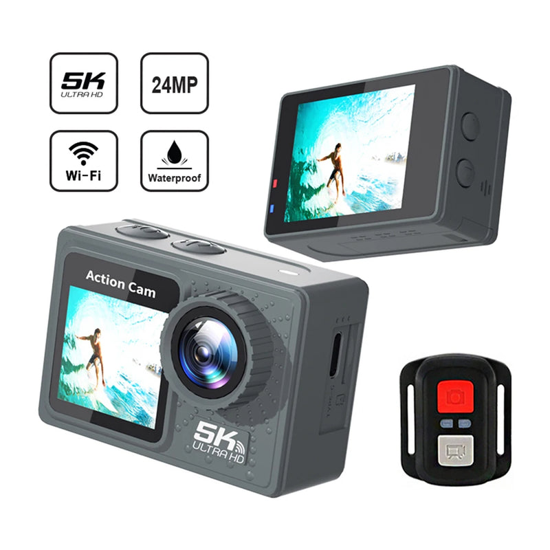 5K 4K 60FPS Action Camera Anti-shake WIFI Sport Camera Dual Screen 170° Wide Angle 30m Waterproof with Remote Control