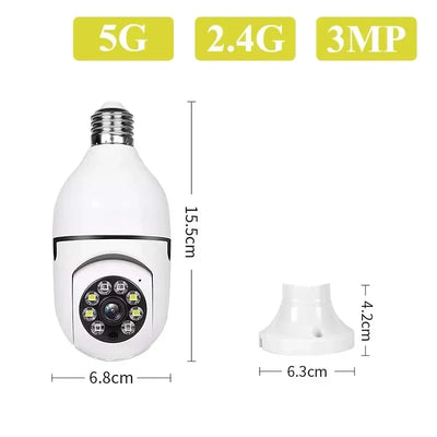 1Pcs 5G 2.4G IP Camera Surveillance Video CCTV Video Security Protection E27 Camera WIFI Outdoor Waterproof 3MP Mini Cam Family