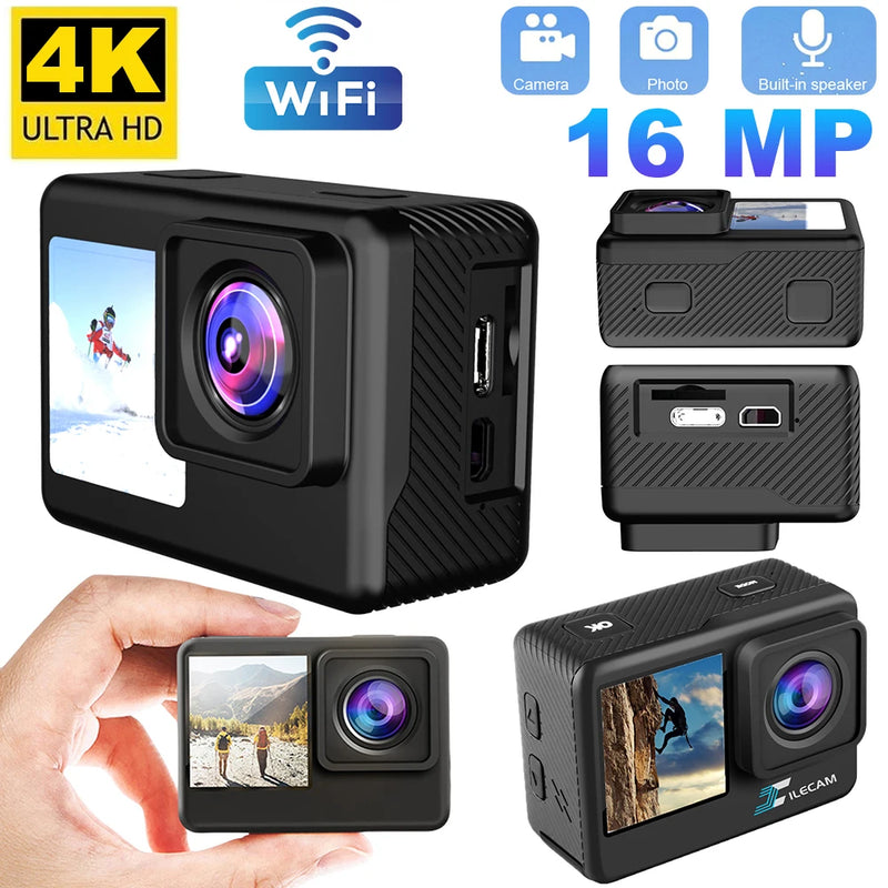 4K UHD Action Camera 1080P 30FPS 2.0 Inch IPS Screen Bicycle Video Recording Camera Anti-Shake Underwater Camera 120 Wide Angle