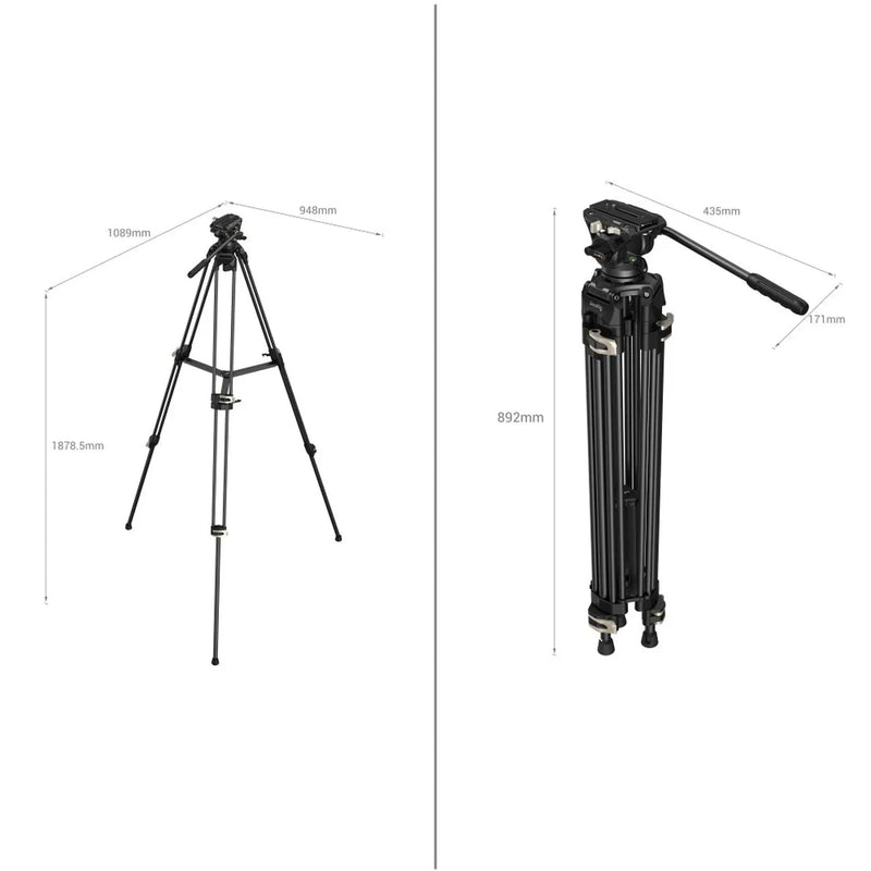 SmallRig Aluminum Alloy Heavy-Duty Fluid Head Tripod AD-01 for Camcorder/DSLR Camera Stand Professional Video Tripod 3751