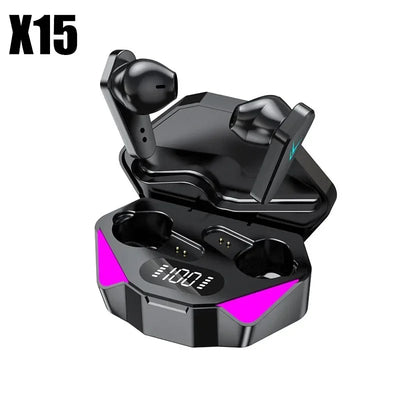 X15 TWS Gaming Earbuds Wireless Bluetooth Earphone with Mic Bass Audio Sound Positioning 9D Stereo Music HiFi Headset for Gamer