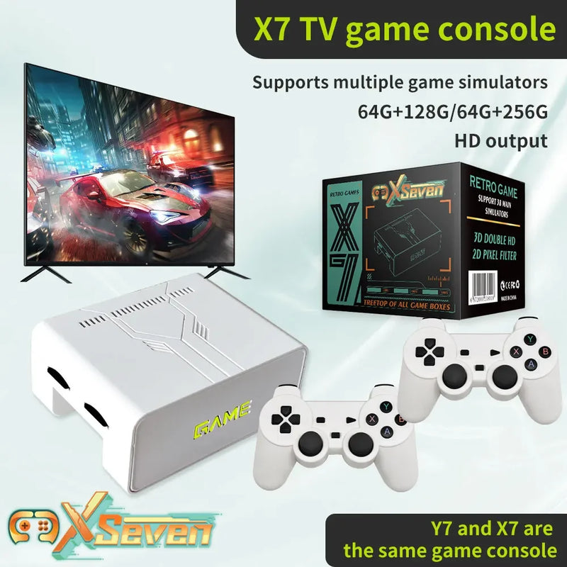 X7 Video Game Console Portable Wireless Game TV Stick Retro Game Console 4K HDMI Output Support Multiplayer 3D Games 10000+