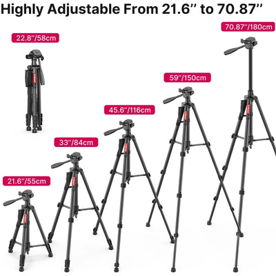 Ulanzi VT-01 1.8m Aluminum Alloy Tripod For Camera and Phone Five Section Center Column Monopod For Sony Canon Photography Stand