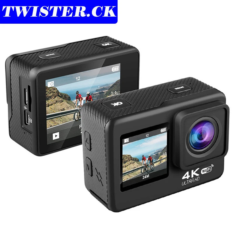 Q60AR 4K 30FPS 24MP WiFi Action Camera Waterproof 170°Wide Angle Len Dual Screen Display Video Camera For Sports Cycling Diving