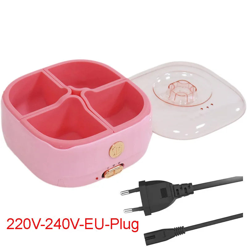 New Silicone Paraffin Heater with Four-box Grid Non-stick Coating Wax Melting Pot Multi-functional Wax Machine for Hair Removal