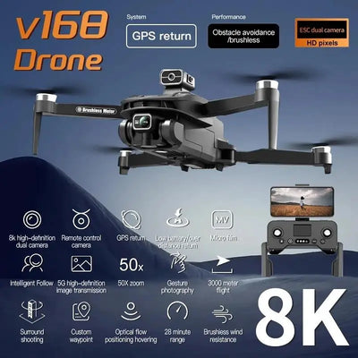 New For Xiaomi V168 Drone 8K 5G GPS Professional HD Aerial Photography Dual-Camera Omnidirectional Obstacle Avoidance Drone