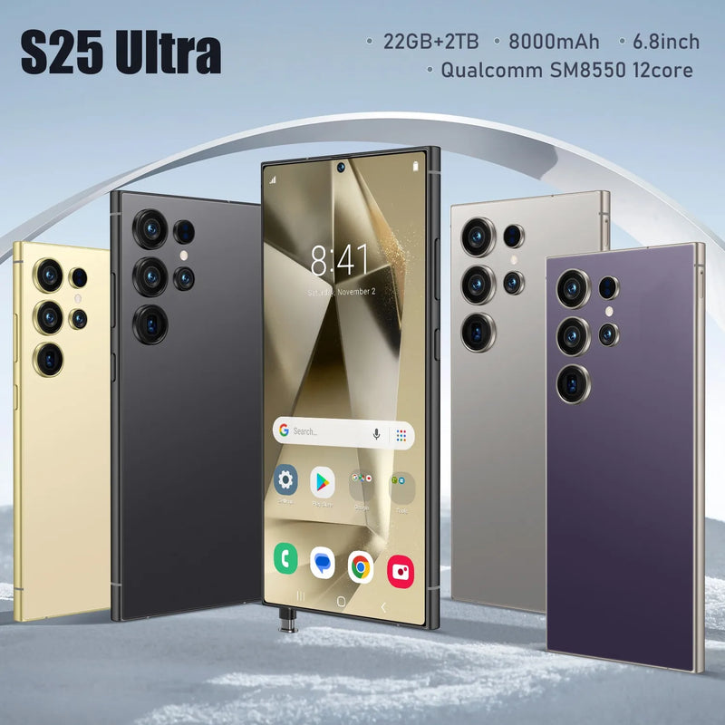 New2025 S25 Ultra smartphone 5G 6.8-inch high-definition full screen Android 14 Camera 108MP Battery 8000mAh Fingerprint unlock