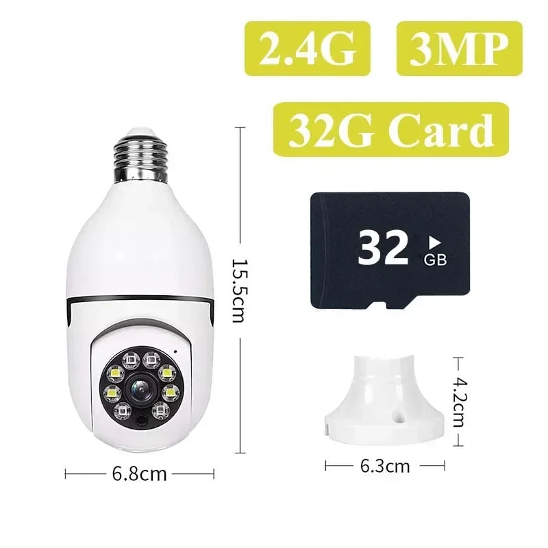 1Pcs 5G 2.4G IP Camera Surveillance Video CCTV Video Security Protection E27 Camera WIFI Outdoor Waterproof 3MP Mini Cam Family