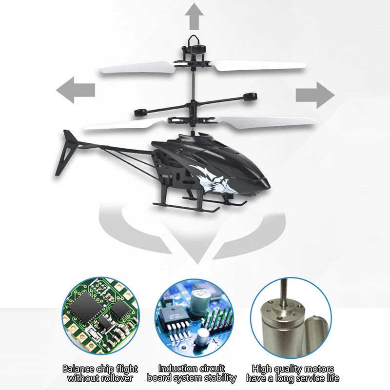 Rechargeable RC Helicopters Drone Toys Induction Hovering Safe Fall-resistant Mini Helicopters Toys Gifts No Remote Control