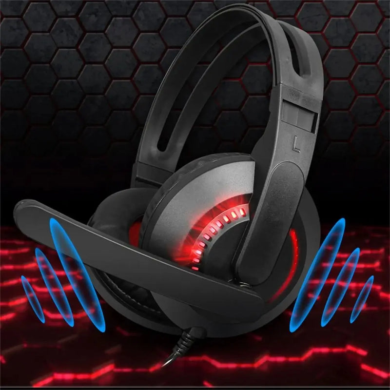 Luminous Computer Wired Headphone Adjustable with Microphone Wired Gaming Earphones A2 Large Ear Cups RGB Lighting Headset