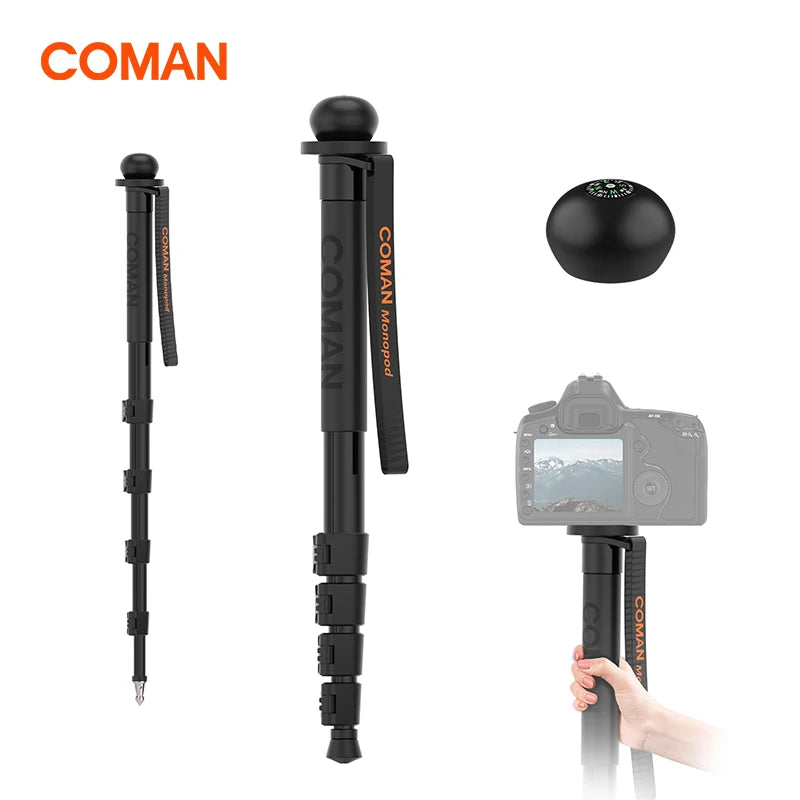 COMAN DK288 Aluminium Camera Monopod Tripod Stand For DSLR Camera Nikon Lightweight 5 Sections Extendable Climbing Pole Tripods