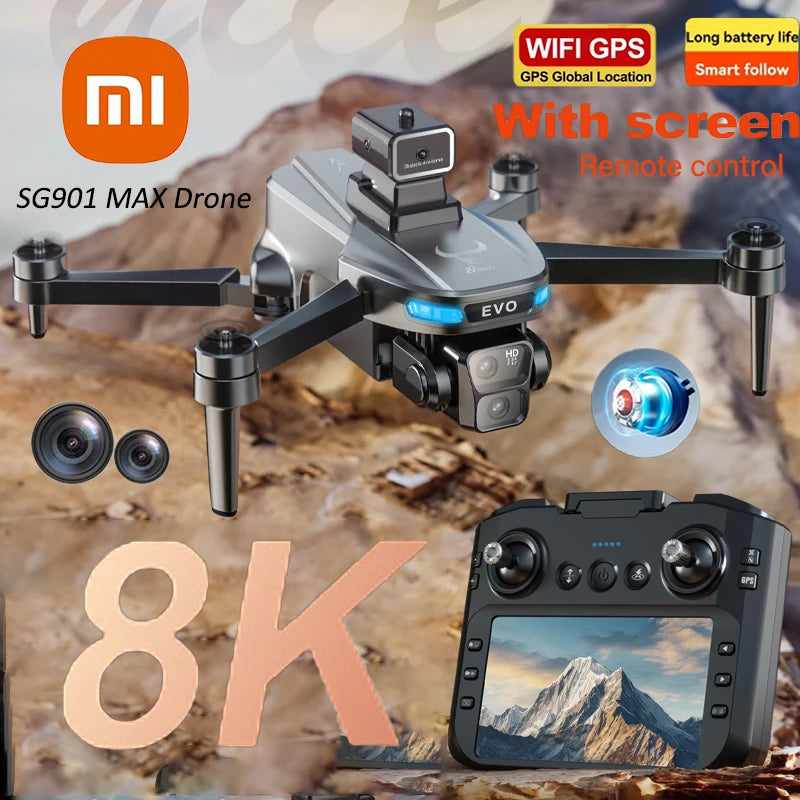 Xiaomi SG901 MAX Drone Aerial 8K HD Dual-Camera GPS Brushless Motor Obstacle Avoidance With Screen Remote Control Folding Drone