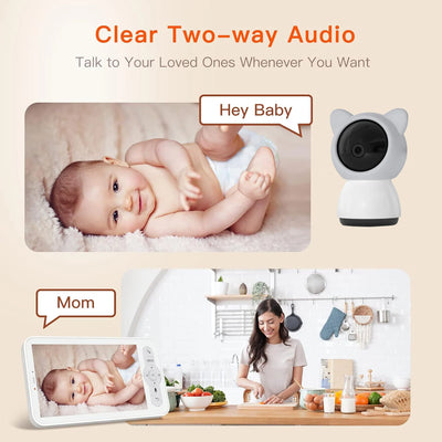 5" 3MP Baby Monitor Babyphone Wireles Security Video Camera Bebe Nanny VOX HD Night Vision PTZ Lullabies Temperature Humidity