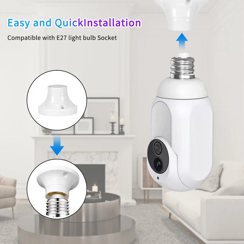 Tuya Mini IP Camera WiFi Light Surveillance Video Recorder Night Vision Wireless Security PTZ E27 Interface Smart Life Monitor