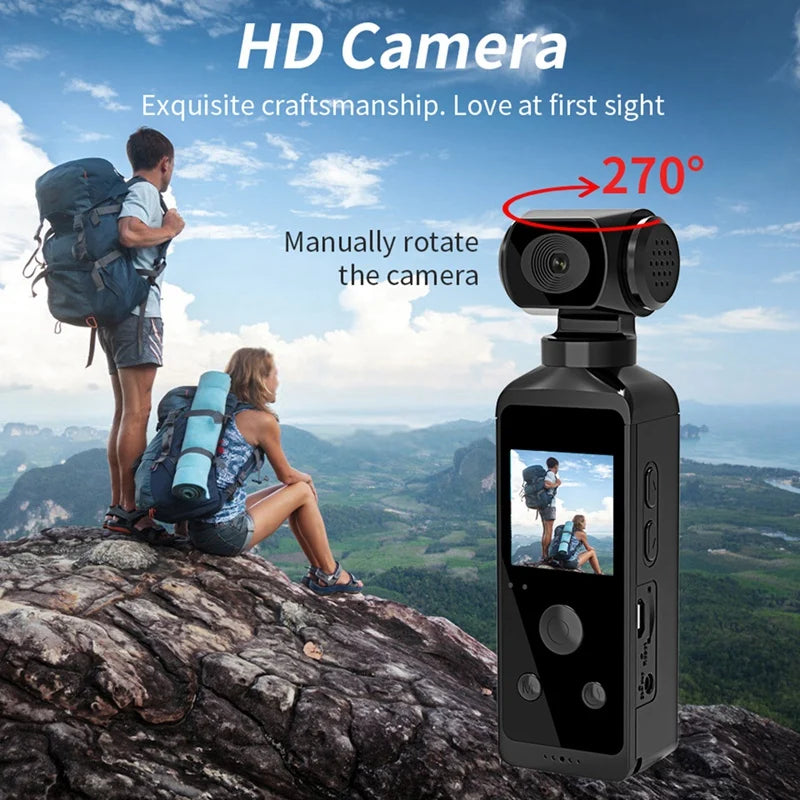 4K Pocket Action Camera HD LCD Screen 270° Rotatable Wifi Mini Sports Camera With Waterproof Case For Travel Withoutcard