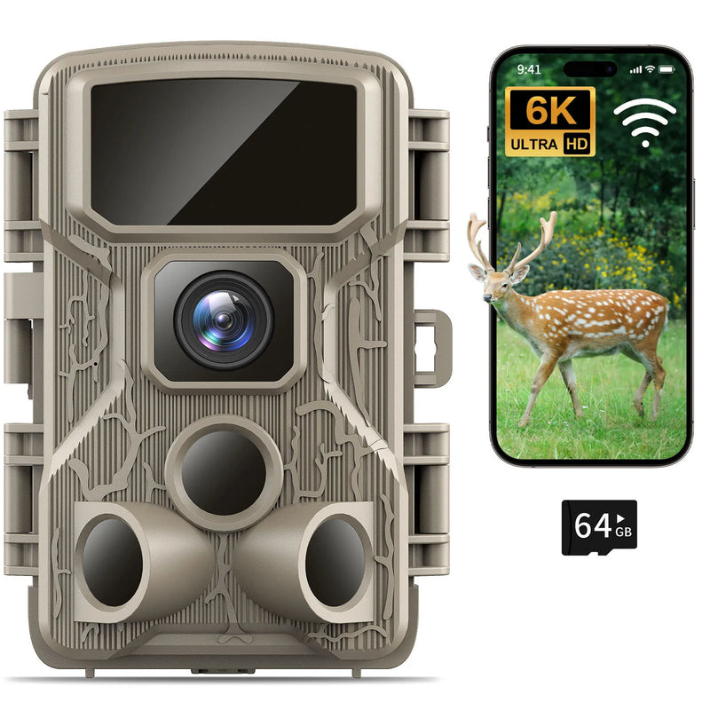 Trail Camera WiFi 2.7K 48MP Night Vision IP67 Waterproof 0.5s Trigger Speed for Outdoor Wildlife Detection Monitoring Game Cam