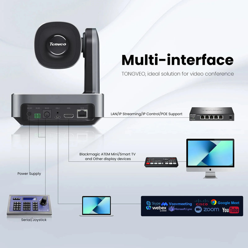 4K PTZ Conference Camera 8MP HDMI 12x Zoom USB3.0 IP Live Streaming Camera POE Support for Church Worship Education OBS VMix