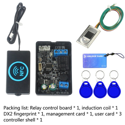 Mobile phone NFC fingerprint relay control module DC10V-120V IC card induction access controller Switch locomotive car unlock