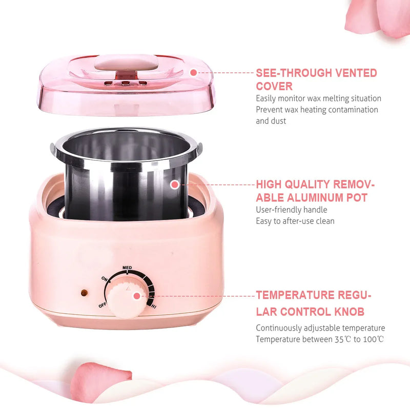 500CC Wax Heater Hair Removal Machine Paraffin Warmer Spa Body Epilator Depilatory Waxing Kit