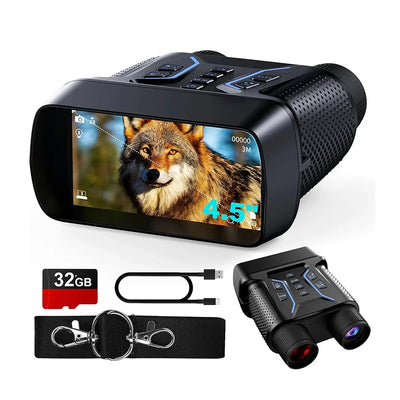 4K Night Vision Binoculars 4.5 inches HD screen Hunting Binoculars for Adults with 8X Digital Zoom Infrared Night Vision Goggles