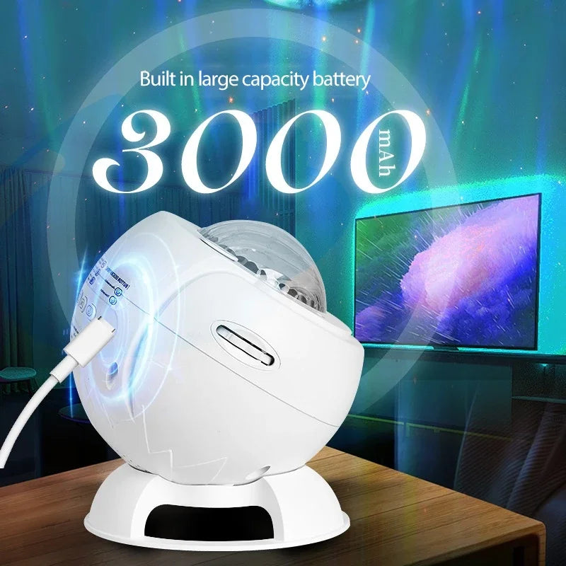 Aurora Boreali Projector Night Light 3000mAh Bedroom Children Game Dynamic Moon Star Bluetooth Speaker Romantic Atmosphere Light