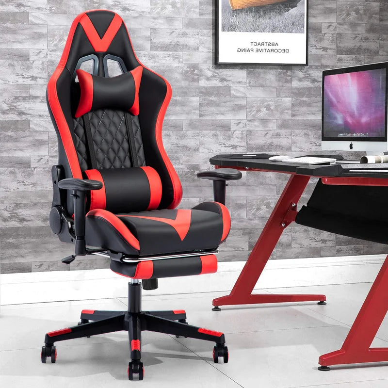 comfortable custom anji pu leather reclining PC computer chair silla gamers racing gaming chair with footrest