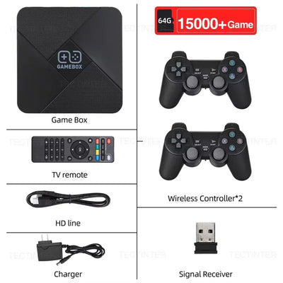 Dual-System 4K HD TV Game Player Game Stick Retro Video Game Console Built in 40000+ Games 128G TV Box 2.4G Wireless Controller