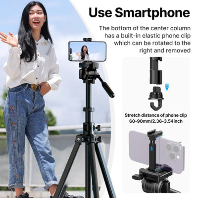 Ulanzi MT-65  Tripod Aluminum Professional Horizontal for Camera Mobile Phone Max 1.76M Tripods Bluetooth for Canon Nikon Sony