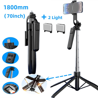 FANGTUOSI 1800mm Tripod for Smartphone Camera,Tripods Stand with Bluetooth shutter Wireless Selfie Stick Steady brackets holder