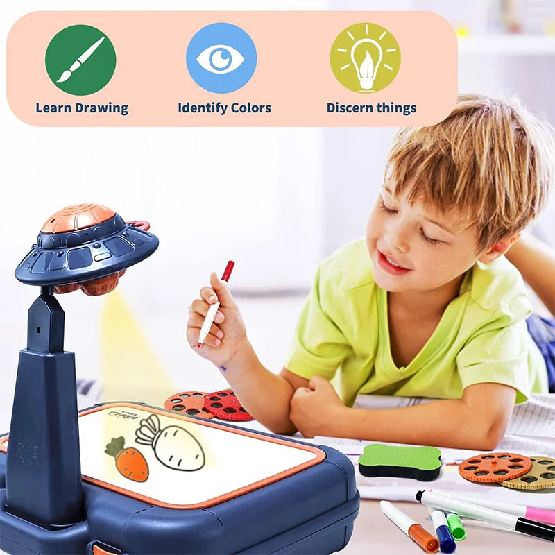 LED Drawing Projector Toy for Kids Handbag Design Painting Drawing Table Educational Early Learning Projection Doodle Board