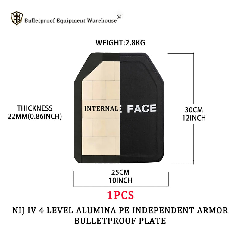 rank 4 10*12 inch 25 x 30 cm NIJ 0.0101.06 Bulletproof Plate Tactical Ceramic Plus PE Protective Armor 5.56&7.62mm AK47 M24