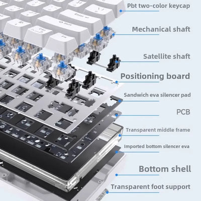 Mechanical keyboard backlit white gaming wired ergonomic 61 keys keyboards  60% gaming key board wired with backlight blue pc