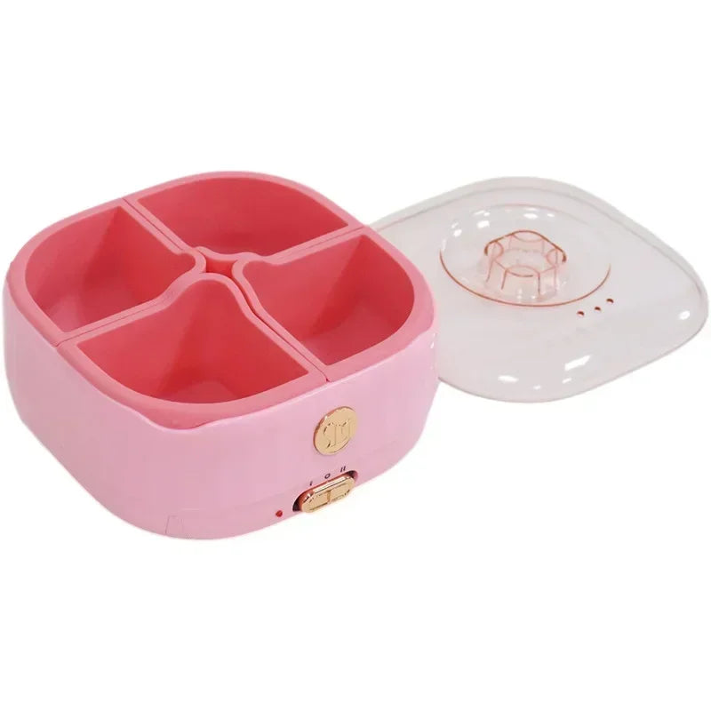 New Silicone Paraffin Heater with Four-box Grid Non-stick Coating Wax Melting Pot Multi-functional Wax Machine for Hair Removal