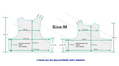 2 Pieces Front&Back custom XL Size BulletProof Plate NIJ IIIA 3A .44 PE Soft Ballistic Armour Inserts Tactical Panel For Vest