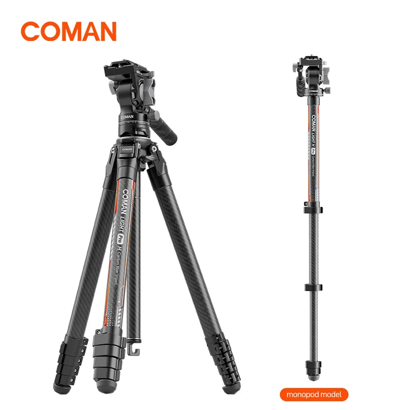 COMAN Light Pro H Carbon Travel Removable Trekking Poles Monopod Tripod Stand For DSLR Camera With DJl Quick Release Plate