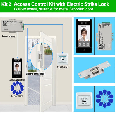 Face Recognition Access Control System Kits door Employee Attendance Reader 5Inch Dynamic Facial Waterproof RFID Password