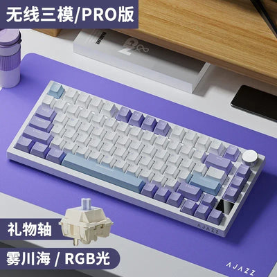 AJAZZ AK820 Wireless Mechanical Keyboard Three Mode RGB Hot Swap Gasket Structure Gamer Laptop Accessories Bluetooth Keyboard