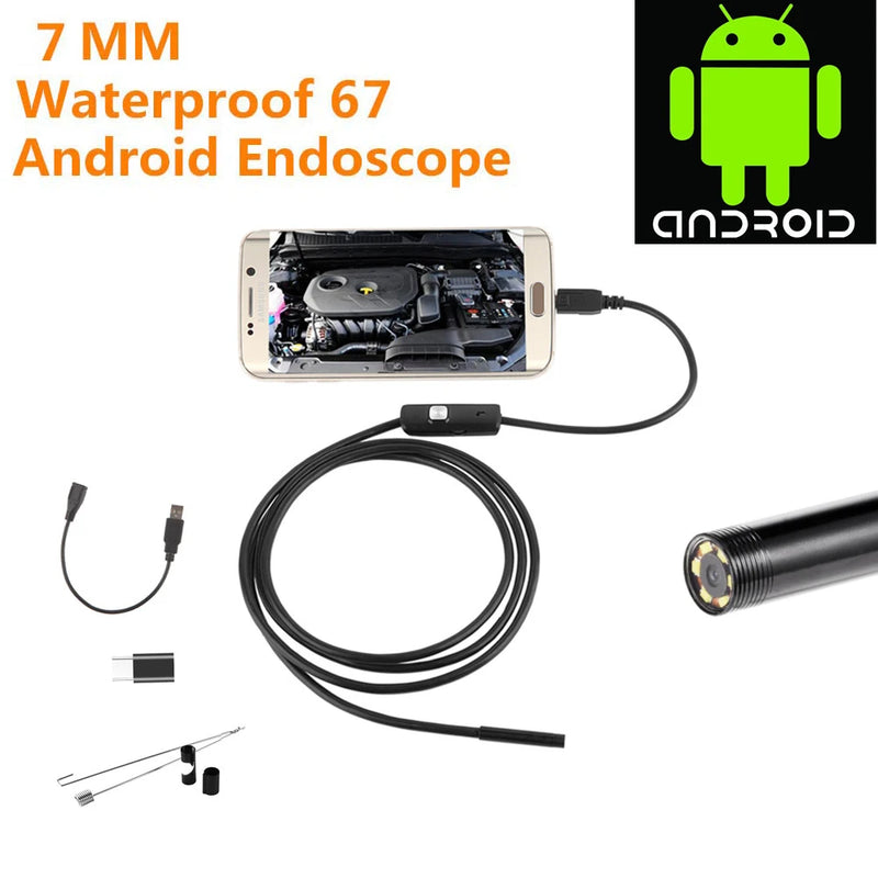 5.5 / 7.0 mm IP67 Waterproof Endoscope Camera 6 LEDs Adjustable USB Android Flexible Inspection Borescope Cameras for Phone PC