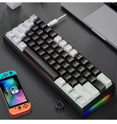 K620 Mini Gaming Mechanical Keyboard 61 Keys RGB Hotswap Type-C Wired Gaming Keyboard PBT Keycaps 60% Ergonomics Keyboards