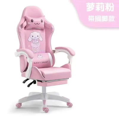 Pink Gaming Chair With Cat Paw Lumbar Cushion and Cat Ears Computer Armchair Reclining PC Game Chair for Girl Kids Teen Gamer