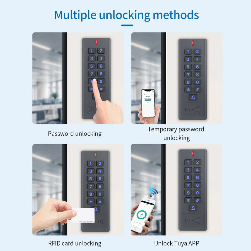 12V-24V WiFi Tuya Smart Life Fingerprint Keypad for RFID Access Control System Proximity Card Standalone Door Access Controller