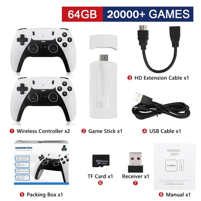 M8 PLUS Video Game Console 2.4G Double Wireless Controller Game Stick 4K 20000 Games 64GB Retro Games Boy Christmas Gift