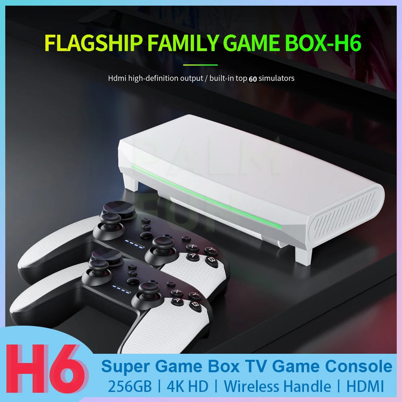 H6 Video Game Console 4K HD TV Games Box 256GB 20000+ Arcade Game Simulators Dual Players WIreless Controller for PS1 PSP