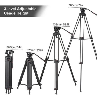 Professional Photography Tripod D1801 Stand Aluminium Alloy Panorama Head 3Section Payload 10kg for DSLR Camera Camcorder