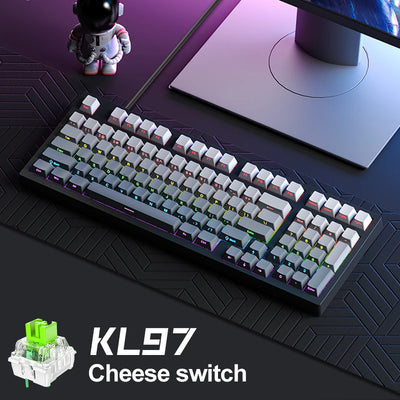 97 key Hot-Swap Mechanical Gaming Keyboard Wired,APAYADO KL97 PBT Side Engraved Gaming Keyboard, RGB Dazzling Colors for Gamer