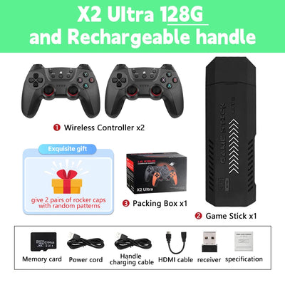 New X2 Ultra Video Game Stick Console Or ONLY 2.4G Double Wireless Controller 4K HD30000 Games 128G Retro Games Christmas Gift