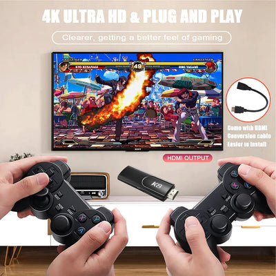 K8 Game Stick 4K HD Retro Video Game Console 64G 40000+ Games 40+Simulators Dual Wireless 2.4G Controller Console for Kids Gift