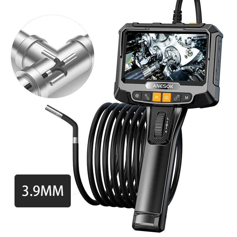 5-inch 360 ° rotating dual-lens endoscope, 3.9MM  IPS endoscope inspection camera, automotive mechanical industrial endoscope