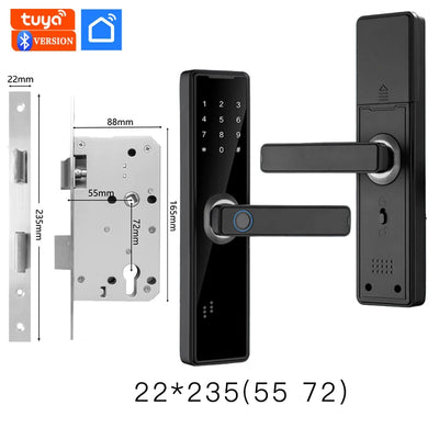 Tuya APP Intelligence Lock Biometric Fingerprint Smart Keyless Access Password IC Card Smartlife Support 5 Language