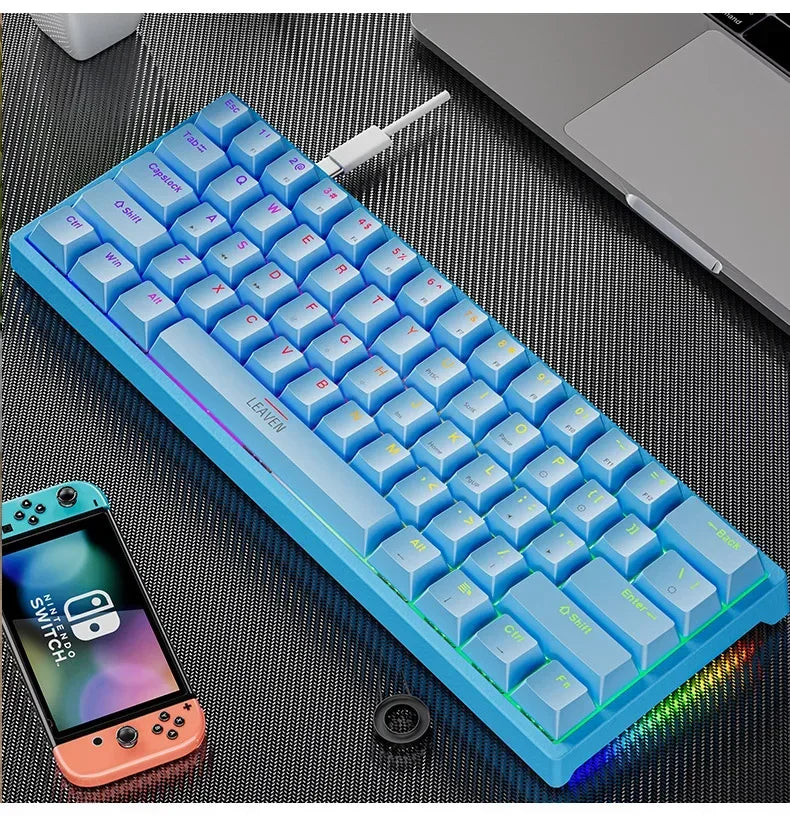 K620 Mini Gaming Mechanical Keyboard 61 Keys RGB Hotswap Type-C Wired Gaming Keyboard PBT Keycaps 60% Ergonomics Keyboards